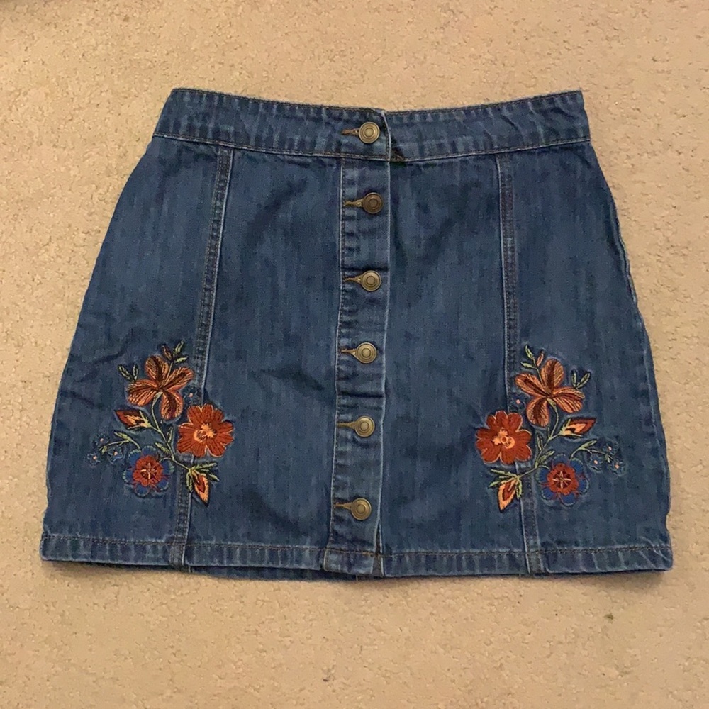 Forever 21 Skirt Denim Contemporary Floral